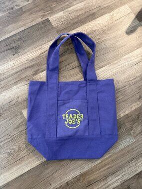Trader Joe's Mini Tote - Purple with Green Embroidery